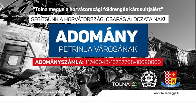 Tolna megye a horvátországi földrengés károsultjaiért