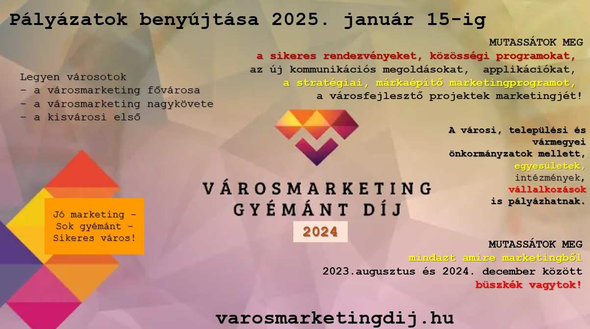 Városmarketing gyémánt díj – jubileumi pályázat