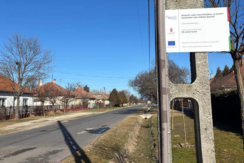 Kossuth Lajos utca felújítása, új aszfaltburkolattal való ellátása Zsanán a 0+000-0+535 km  szelvények között