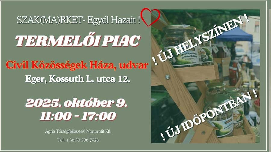 Október 9-én ismét Szak(ma)rket – Termelői piac Egerben
